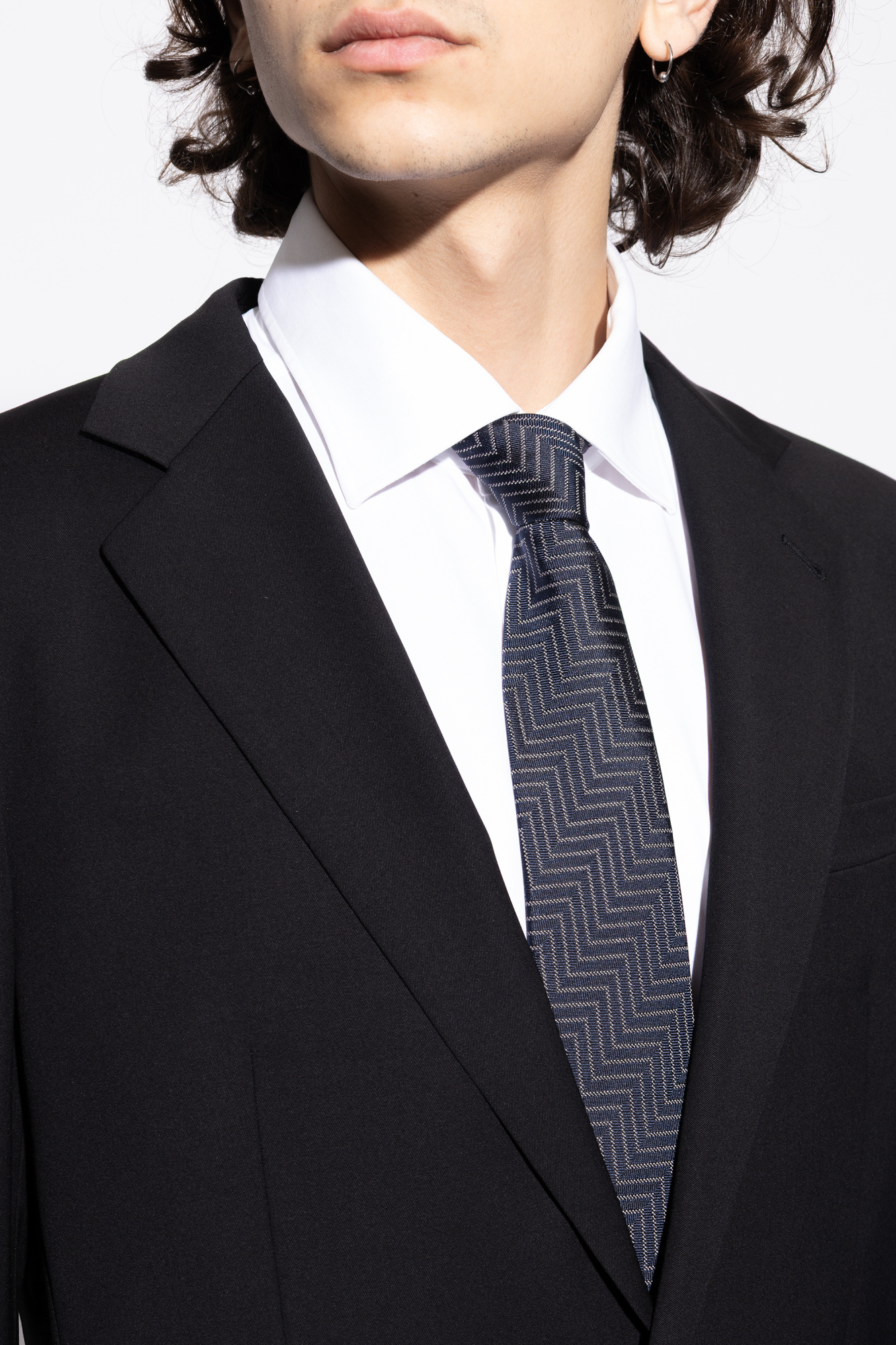 GIORGIO ARMANI SILK TIE シルク ASV silk tie with geometric print | Giorgio Armani